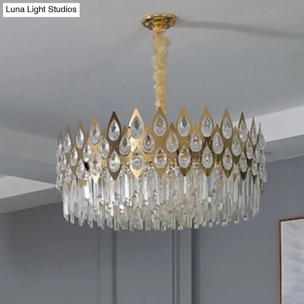 Gold Geometric Living Room Chandelier With Clear Crystal Artistic Suspension Light