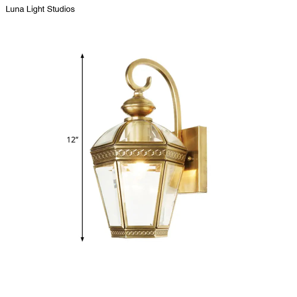 Gold Geometric Metal Wall Sconce - Traditional Foyer Light With 1 Bulb