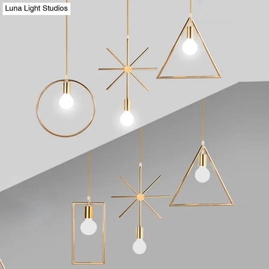 Gold Geometric Pendant Light - Nordic Metal Dining Room Suspension