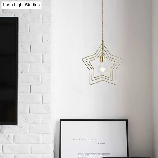 Geometric Gold Suspension Pendant Light - Nordic Metal 1 Head For Dining Room / Star