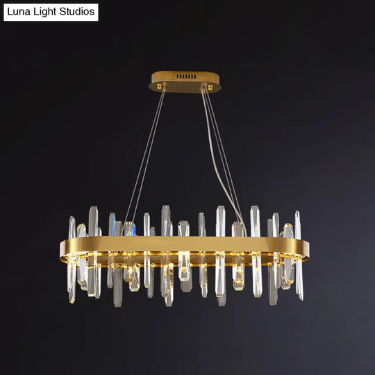 Modern Gold Geometric Led Crystal Chandelier