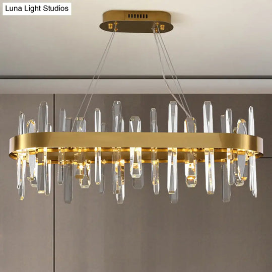 Modern Gold Geometric Led Crystal Chandelier / Small Oval