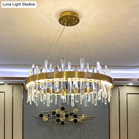 Modern Gold Geometric Led Crystal Chandelier / Small Round