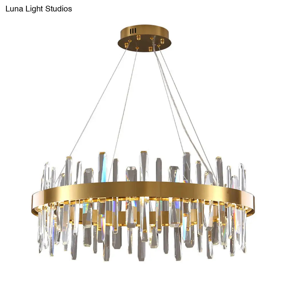 Modern Gold Geometric Led Crystal Chandelier