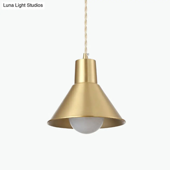 Modern Geometric Shade Ceiling Light - Metallic Gold Pendant Fixture For Dining Room