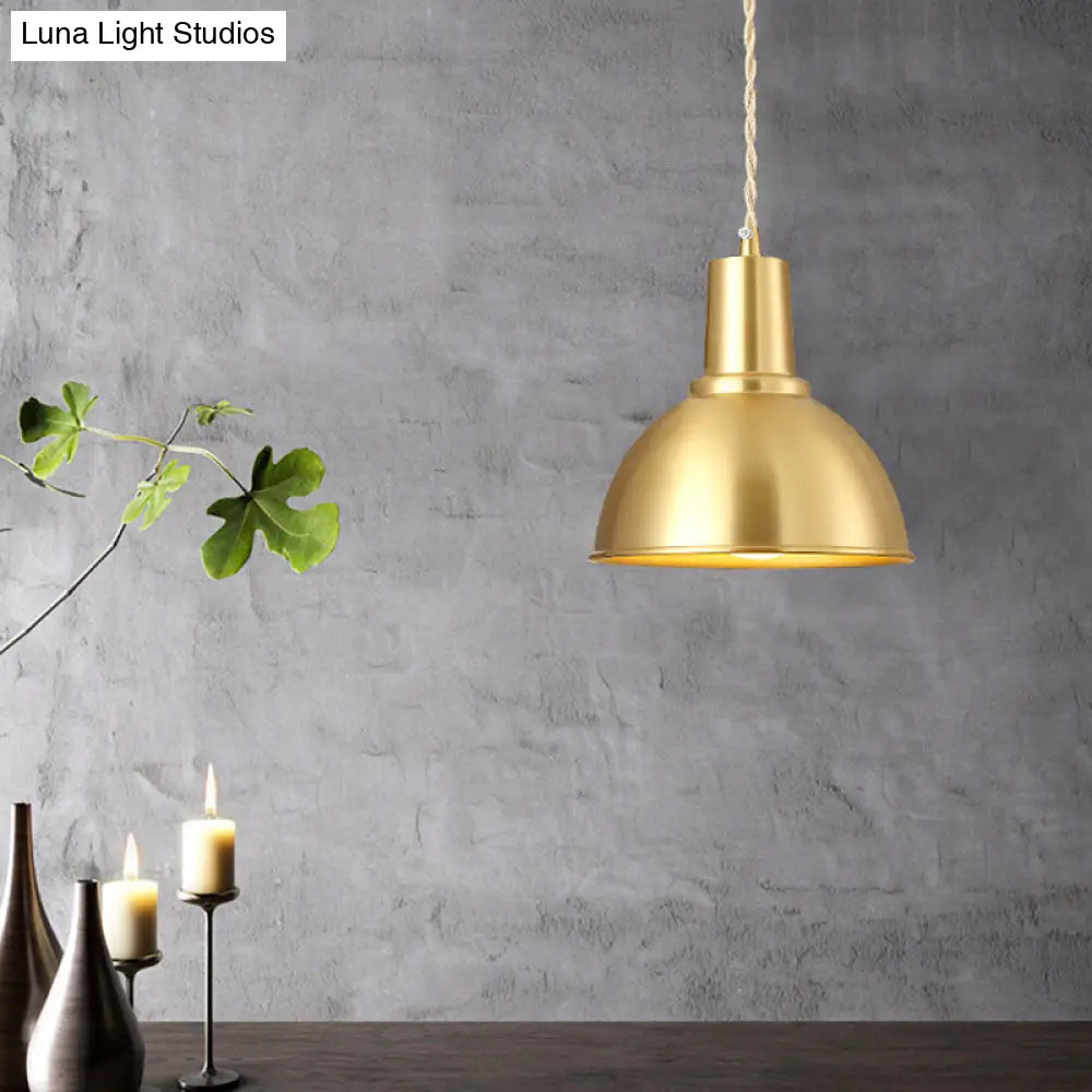 Modern Geometric Shade Ceiling Light - Metallic Gold Pendant Fixture For Dining Room / Dome