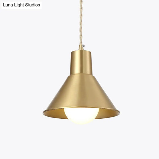 Modern Geometric Shade Ceiling Light - Metallic Gold Pendant Fixture For Dining Room / Cone