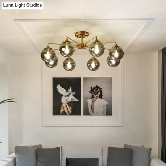 Gold Glass Ceiling Light For Modern Living Room 8 / Smoke Grey