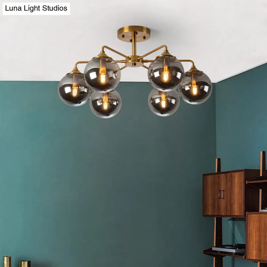 Gold Glass Ceiling Light For Modern Living Room 6 / Smoke Grey