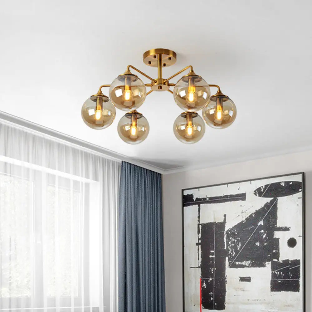 Gold Glass Ceiling Light For Modern Living Room 6 / Amber