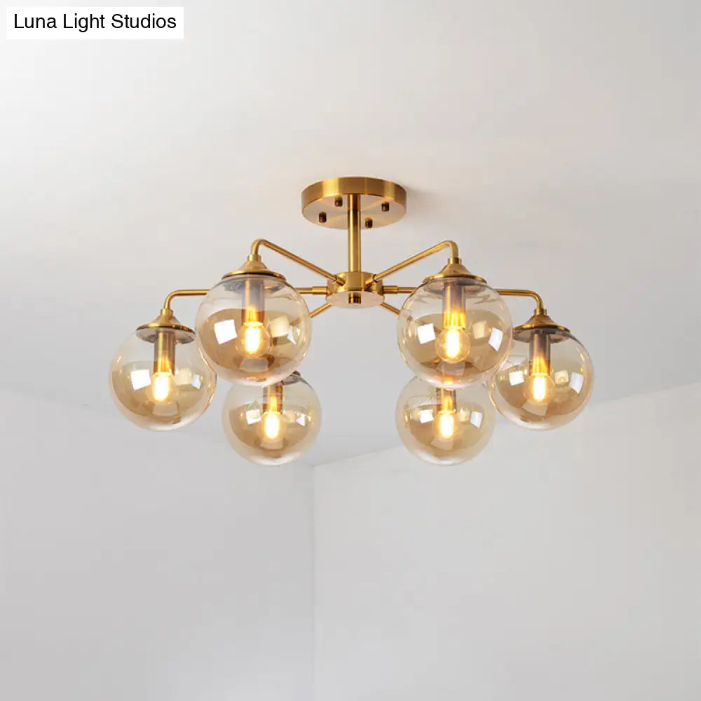Gold Glass Ceiling Light For Modern Living Room