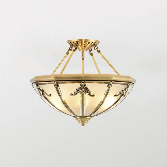 Gold Glass Flush Mount Lighting: Classic Bowl Shape For Bedroom Chandelier 3 / A