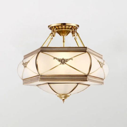 Gold Glass Flush Mount Lighting: Classic Bowl Shape For Bedroom Chandelier 3 / C