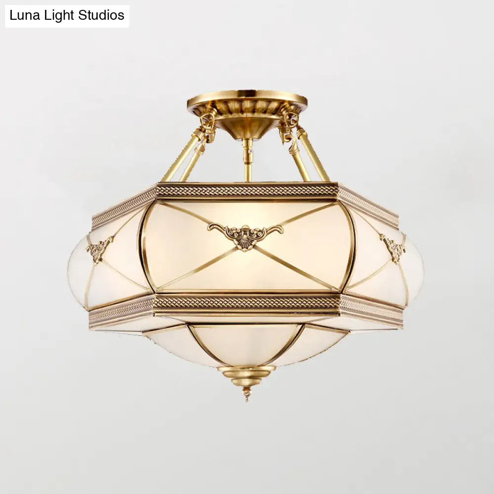 Gold Glass Flush Mount Lighting: Classic Bowl Shape For Bedroom Chandelier 3 / C