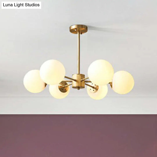 Gold Glass Sphere Ceiling Chandelier - Postmodern Hanging Light For Living Room