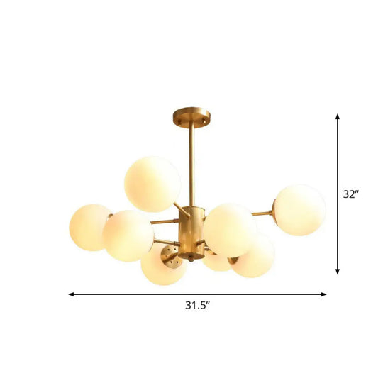 Gold Glass Sphere Ceiling Chandelier - Postmodern Hanging Light For Living Room 8 /