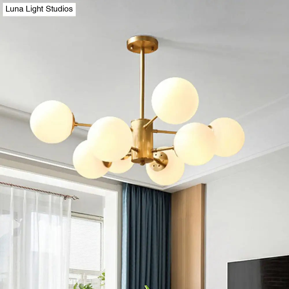 Gold Glass Sphere Ceiling Chandelier - Postmodern Hanging Light For Living Room