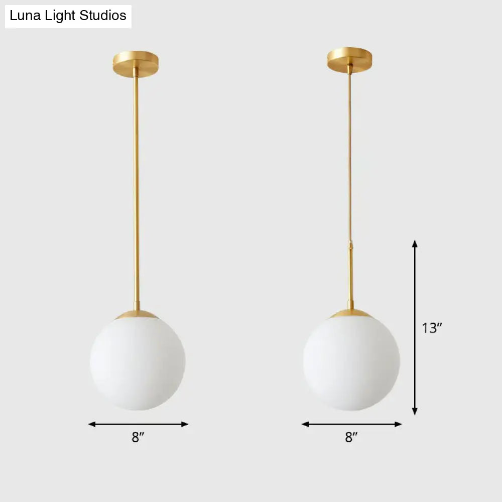 Globe Pendant Lighting Cream Glass Simplicity Hanging Light In Gold - 1-Light Kitchen Fixture