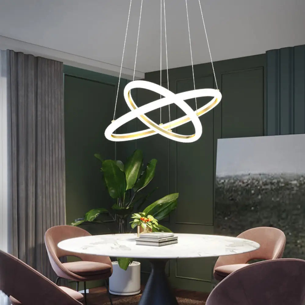 Gold Halo Led Acrylic Chandelier: Elegant Hanging Light Fixture For Tables 2 /