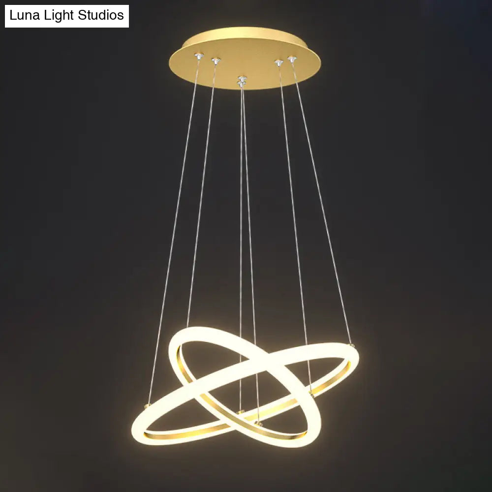 Gold Halo Led Acrylic Chandelier: Elegant Hanging Light Fixture For Tables