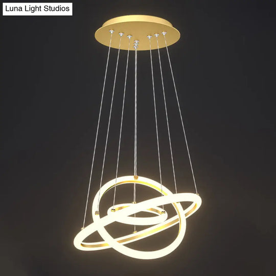 Gold Halo Led Acrylic Chandelier: Elegant Hanging Light Fixture For Tables