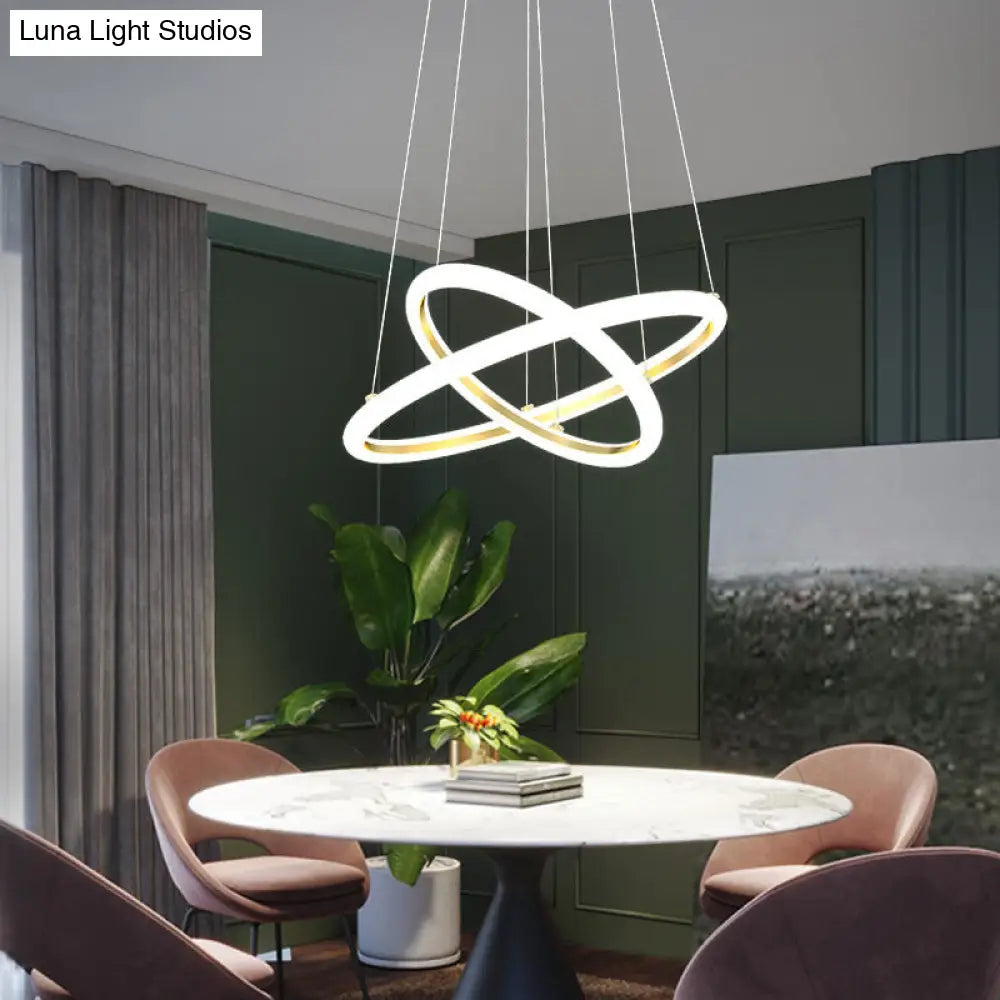 Halo Gold Chandelier With Artistic Led Acrylic Lights - Perfect Over Table 2 /