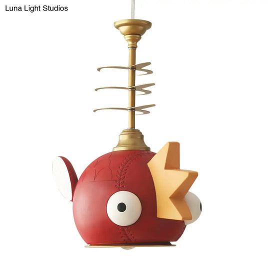 Gold Hanging Lamp Kit With Modern Cartoon Design - 1/4 Lights Pendant In Red