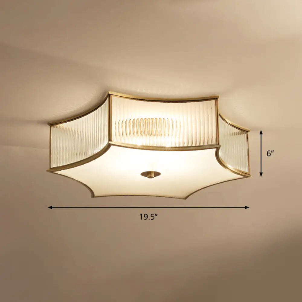 Gold Hexagram Glass Flushmount Ceiling Lamp – Simplicity & Elegance For Bedroom Lighting 4 /