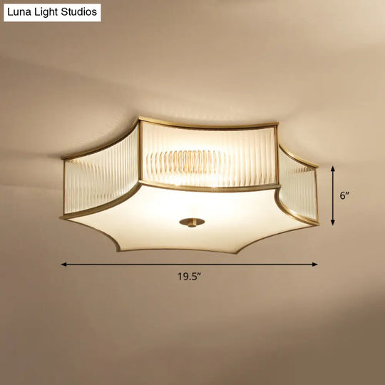 Gold Hexagram Glass Flushmount Ceiling Lamp Simplicity & Elegance For Bedroom Lighting 4 /