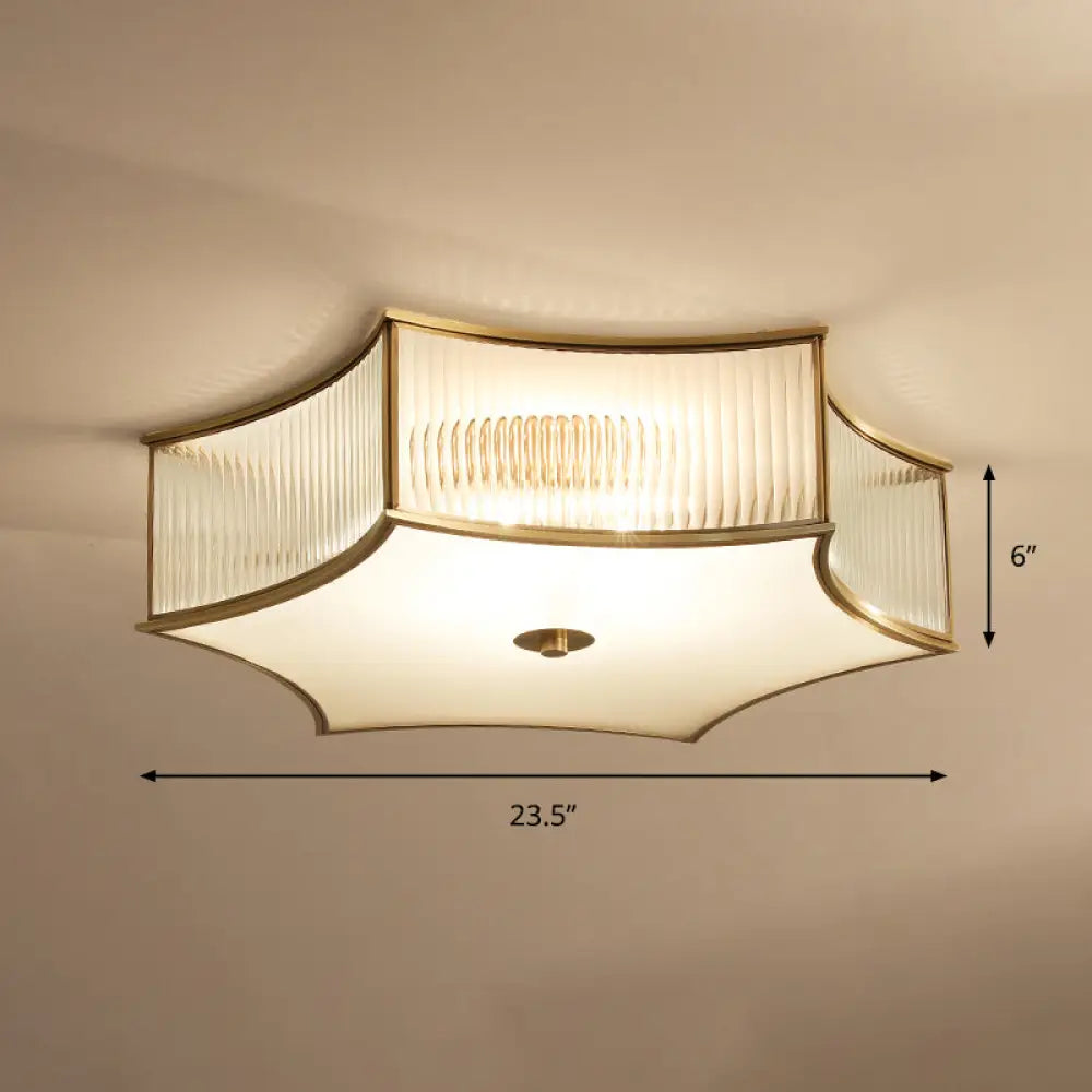 Gold Hexagram Glass Flushmount Ceiling Lamp – Simplicity & Elegance For Bedroom Lighting 5 /