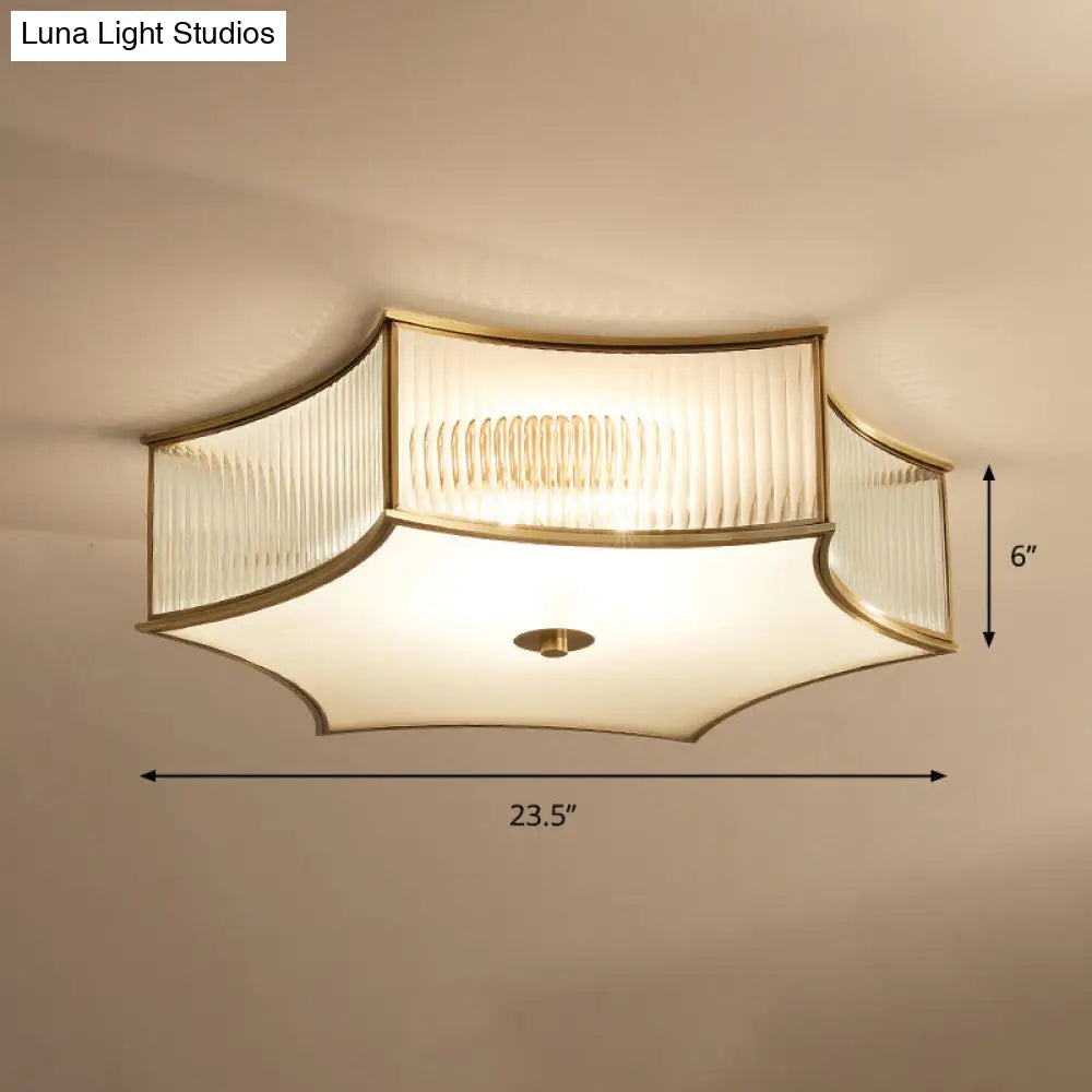 Gold Hexagram Glass Flushmount Ceiling Lamp Simplicity & Elegance For Bedroom Lighting 5 /