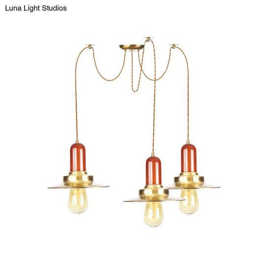 Industrial Gold Ceiling Lamp: Flat Metal Pendant Lights For Clothing Store