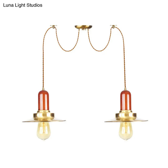 Industrial Gold Ceiling Lamp: Flat Metal Pendant Lights For Clothing Store