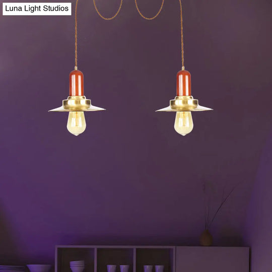 Industrial Gold Ceiling Lamp: Flat Metal Pendant Lights For Clothing Store