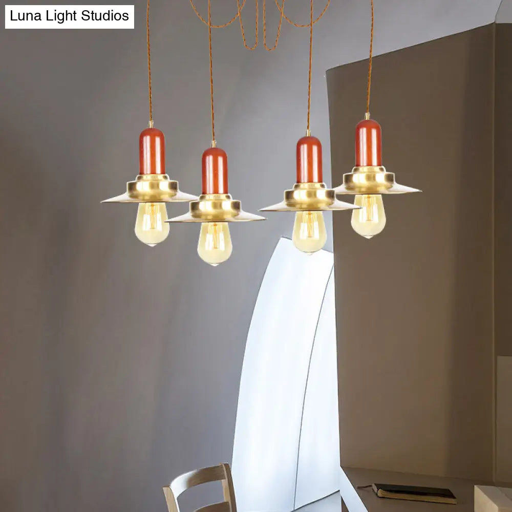 Industrial Gold Ceiling Lamp: Flat Metal Pendant Lights For Clothing Store