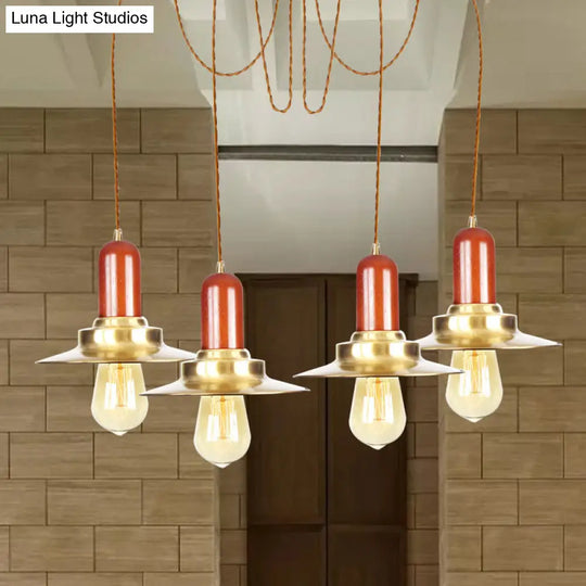 Industrial Gold Ceiling Lamp: Flat Metal Pendant Lights For Clothing Store 4 /