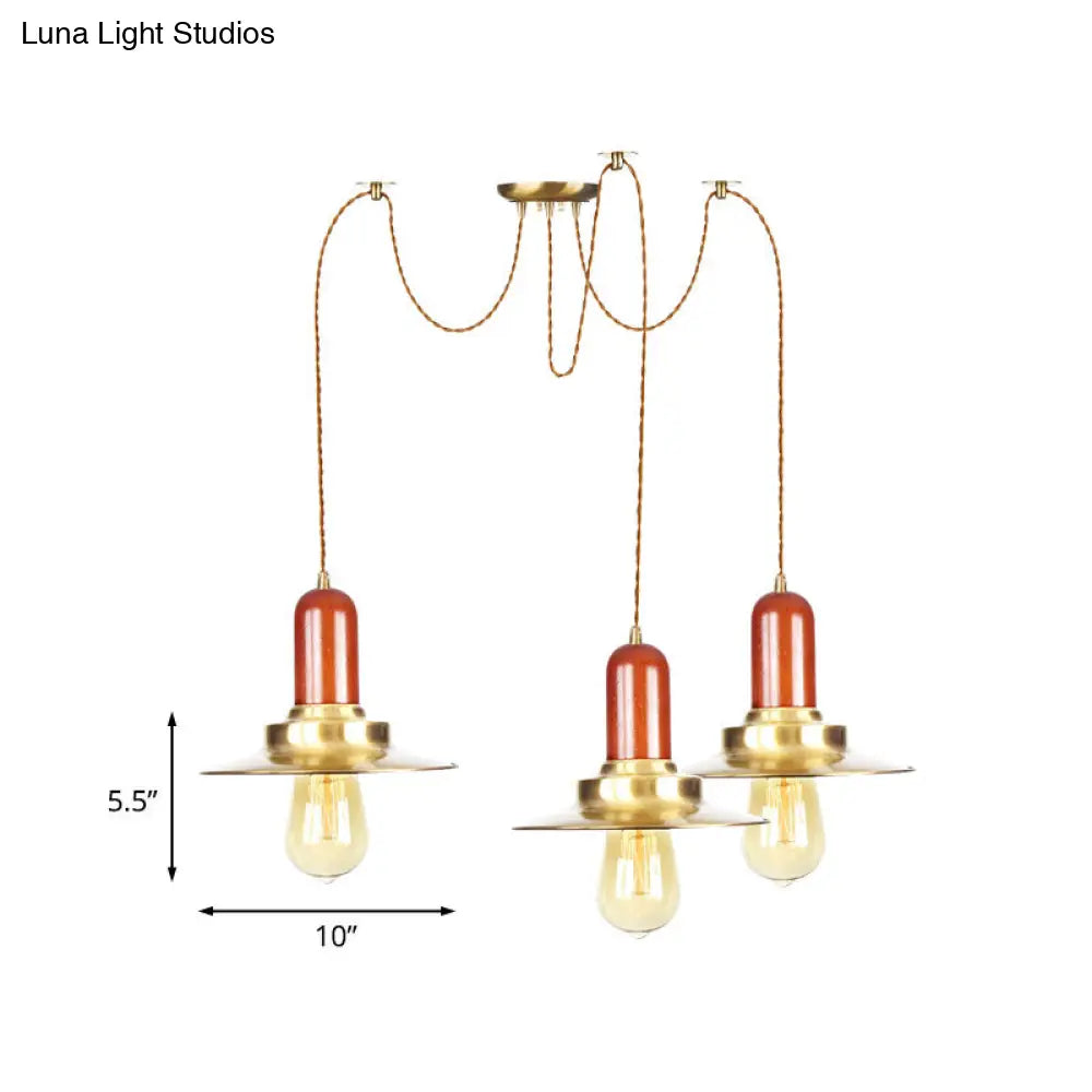 Industrial Gold Ceiling Lamp: Flat Metal Pendant Lights For Clothing Store