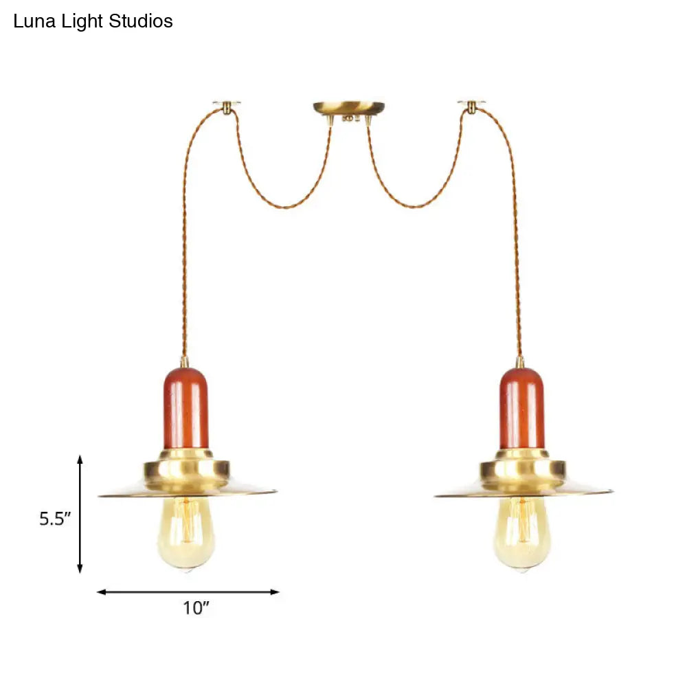 Industrial Gold Ceiling Lamp: Flat Metal Pendant Lights For Clothing Store