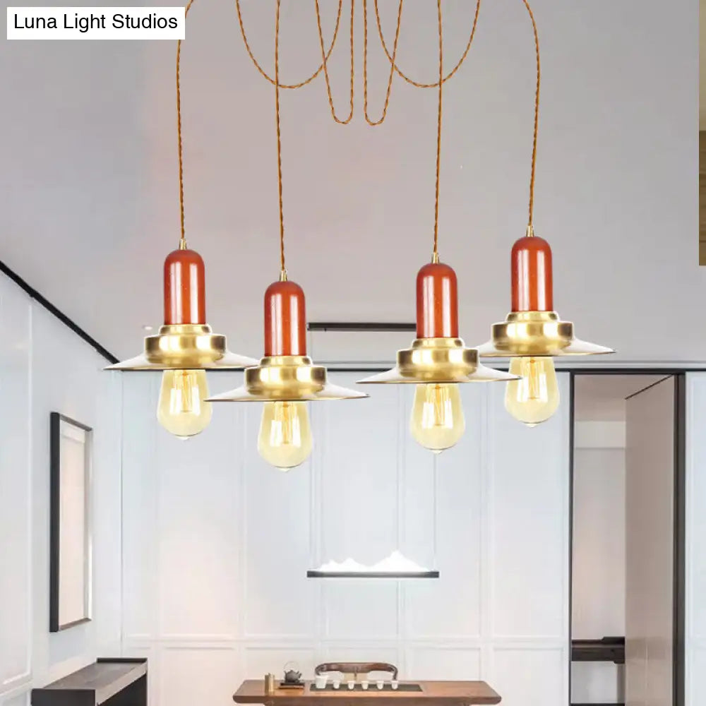 Industrial Gold Ceiling Lamp: Flat Metal Pendant Lights For Clothing Store