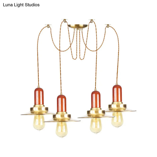 Industrial Gold Ceiling Lamp: Flat Metal Pendant Lights For Clothing Store