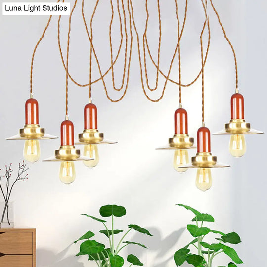 Industrial Gold Ceiling Lamp: Flat Metal Pendant Lights For Clothing Store 6 /