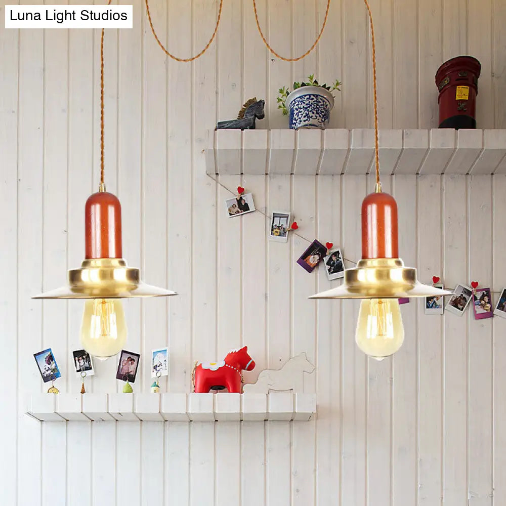 Industrial Gold Ceiling Lamp: Flat Metal Pendant Lights For Clothing Store 2 /