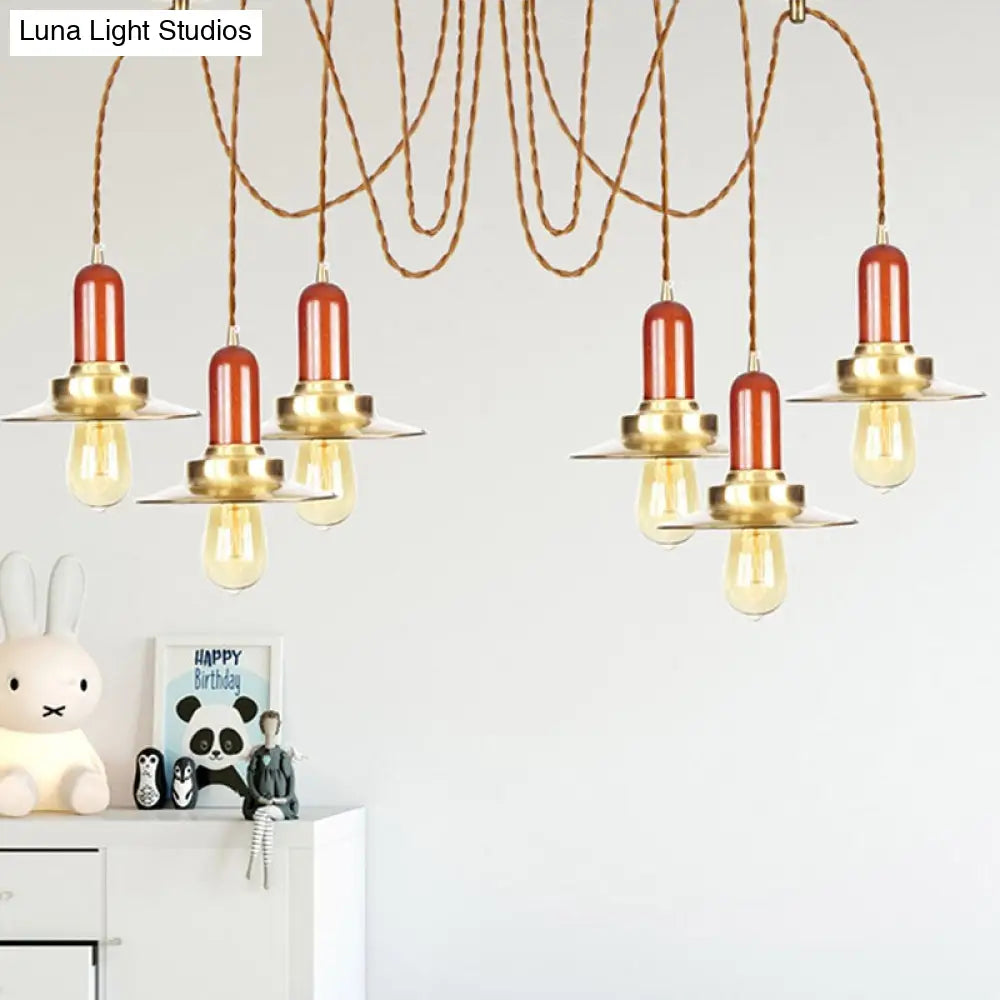 Industrial Gold Ceiling Lamp: Flat Metal Pendant Lights For Clothing Store