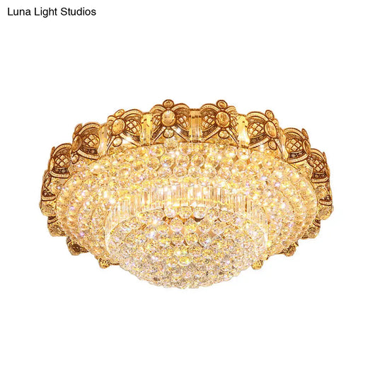 Gold Integrated Led Crystal Ceiling Flush Mount Light 16’/23.5’ Wide