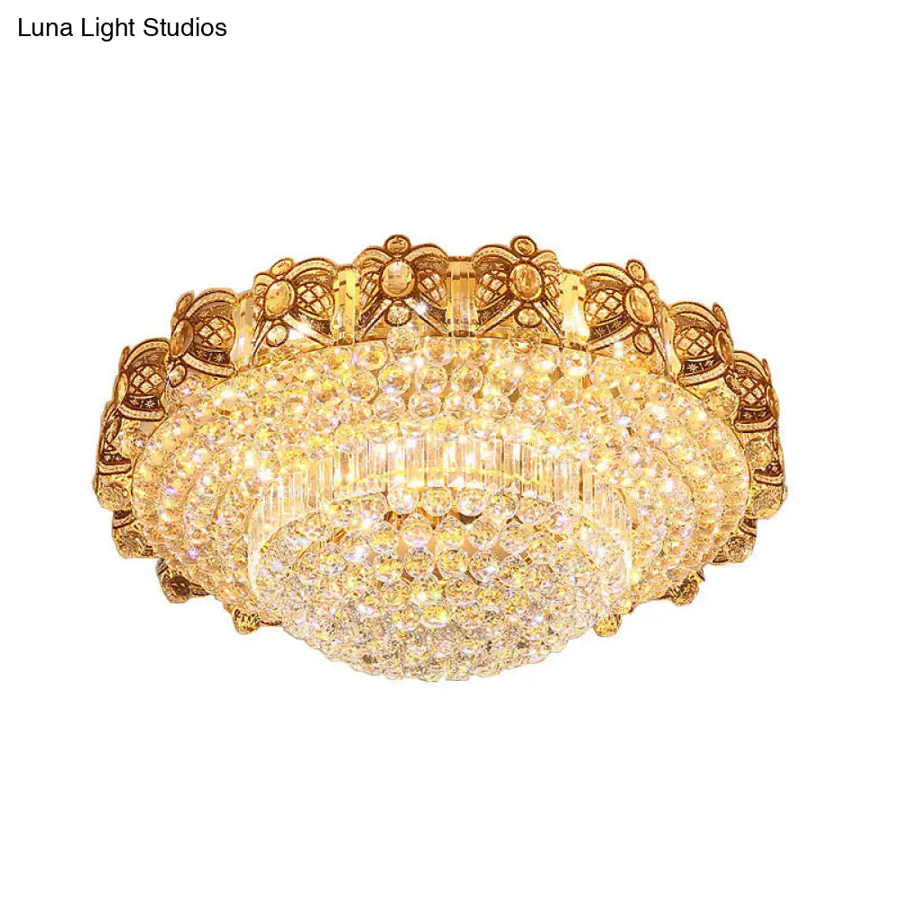 Gold Integrated Led Crystal Ceiling Flush Mount Light 16/23.5 Wide