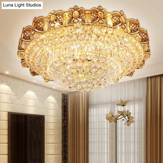 Gold Integrated Led Crystal Ceiling Flush Mount Light 16/23.5 Wide