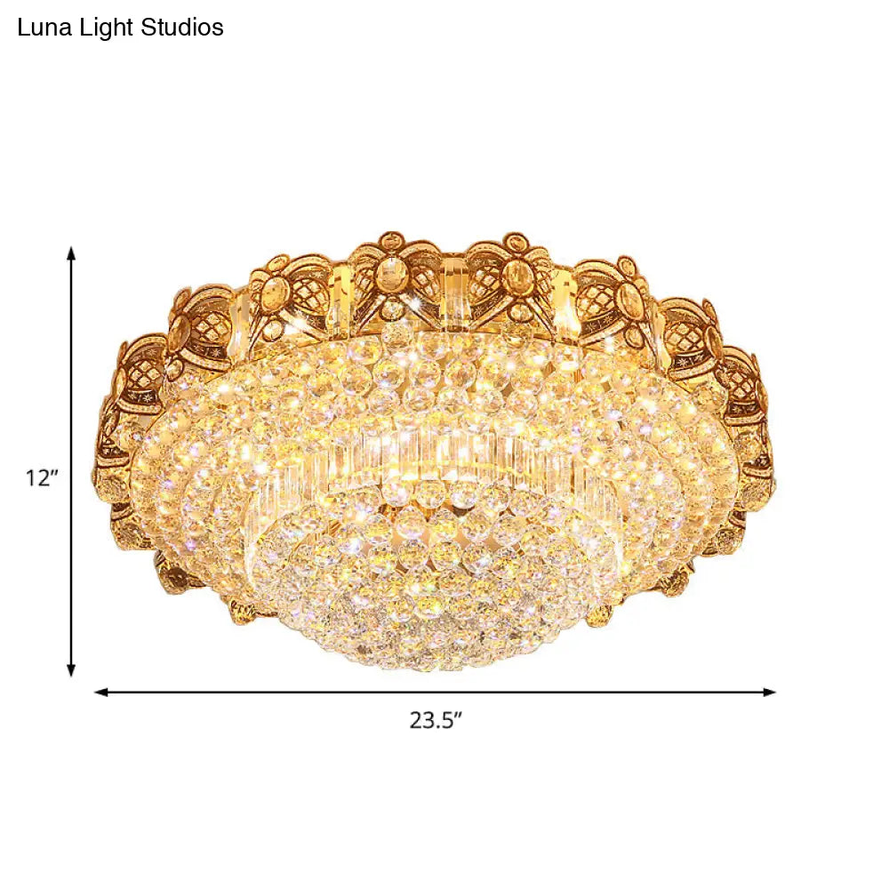 Gold Integrated Led Crystal Ceiling Flush Mount Light 16/23.5 Wide