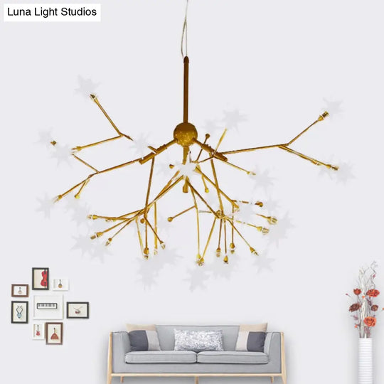 Gold Iron Starry Pendant Light Fixture - Modern 9/27/36-Light Chandelier For Dining Room