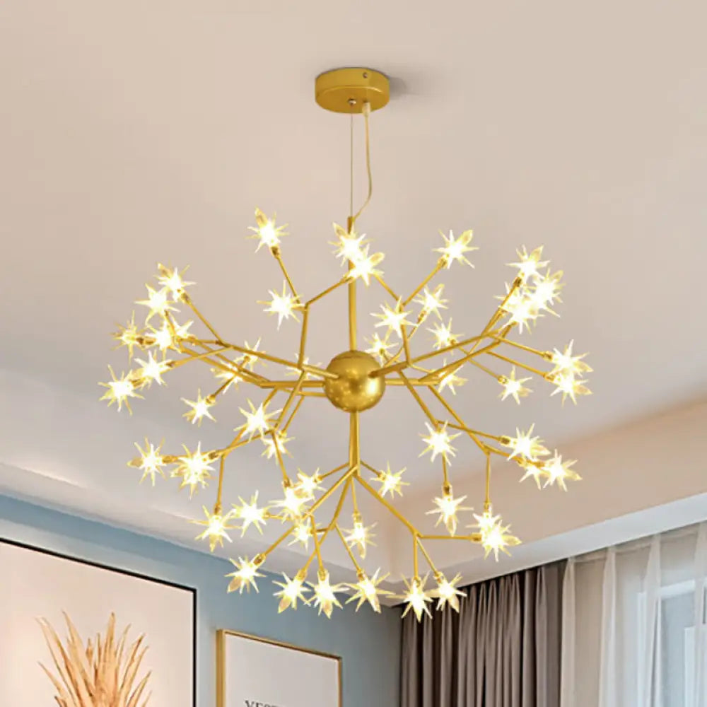 Gold Iron Starry Pendant Light Fixture - Modern 9/27/36-Light Chandelier For Dining Room 54 /