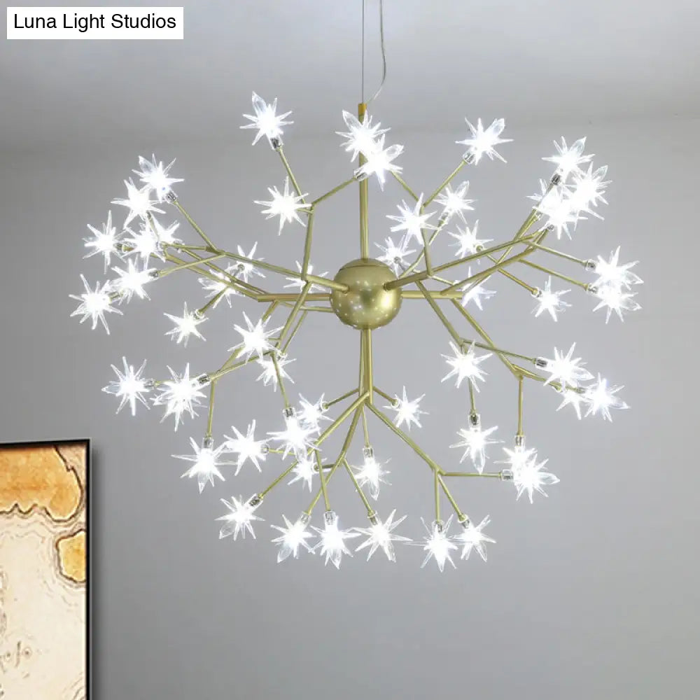 Gold Iron Starry Pendant Light Fixture - Modern 9/27/36-Light Chandelier For Dining Room